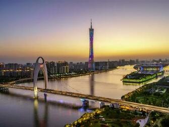 Wallpaper Beautiful Guangzhou Canton Tower Bridge River
