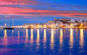 Wallpaper Sea Sunset Lights Shore Home Yachts Spain