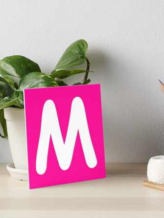 Pink Letter M Capital Alphabet Girls BirtHDay Gift Art Board