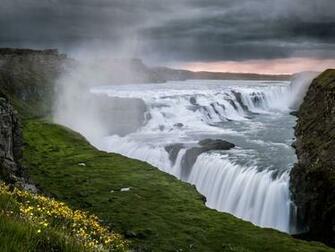 Gullfoss Iceland Hvitau River Waterfall Wallpaper Background