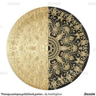 Art Nouveau Style Beautiful Paper Black Pattern Antique Gold