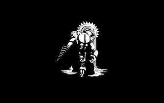 Bioshock Big Daddy Little Sister Bw Black Wallpaper Background