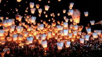 Wallpaper Night China Taiwan Sky Lantern Launching Lanterns At