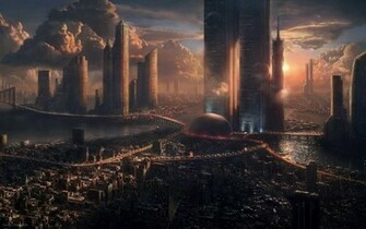 3d Abstract Art Future City Wallpaper Full HD