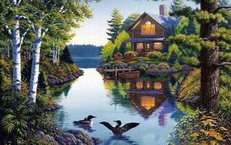 Mark Daehlin Summer Lake Cabin Wallpaper HD