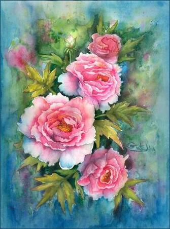 Peonies Watercolor By Lidiagutman