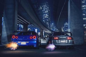 Nissan Toyota Cars Supra Skyline Sport R34 Exhaust Nigth