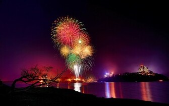 Fireworks City Art Wallpaper Background With