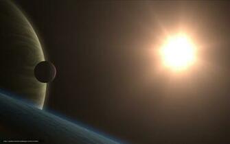 Wallpaper Space Planet Star Yellow Desktop