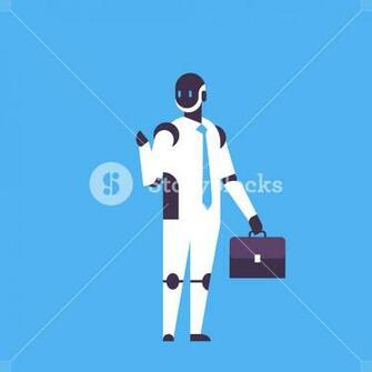 Bot Helper Business Personal Assistant Office Worker Suitcase