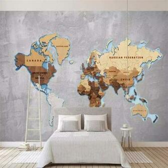Amazon Wall Mural 3d Wallpaper Simple Wood Grain World Map