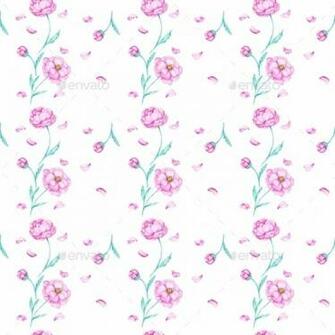 White Pattern With Watercolor Peony Patterns Background