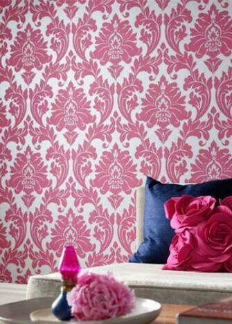 Pink Gold Damask Wallpaper