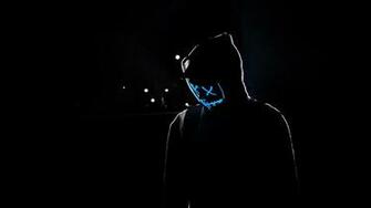 Wallpaper Man Hood Mask Neon Glow Full HD
