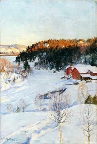 Pekka Halonen Paintings Landscapes Snow Winter Finland Forests Trees