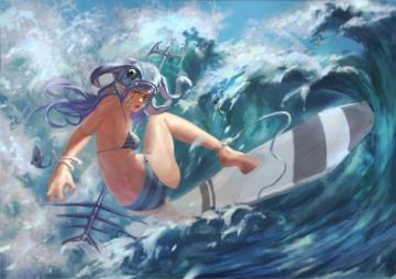 Wallpaper Surfing Ass Boobs Back Women Anime Girls Fizz