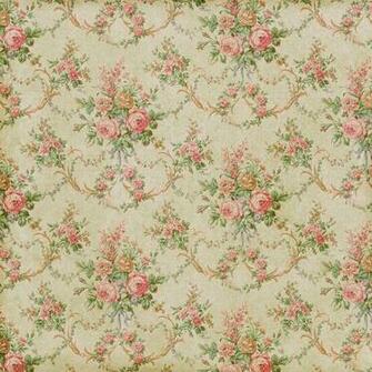 Antique Faded Vintage Wallpaper Floral Flower Rose Pink Red Design