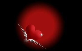 Heart Shine In Black Background Wallpaper Only HD