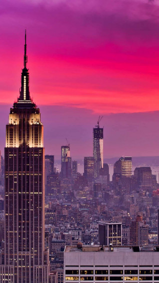New York City iPhone X Pink Dusk Wallpaper