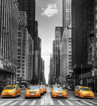 New York Yellow Taxis Wall Mural Wallpaper Wallsauce Us