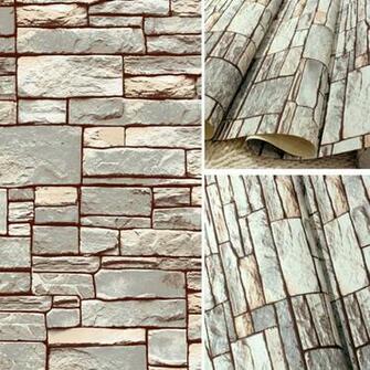 Wallpaper Backdrop Pvc Thick Design Room Stone Effect Waterproof 3d