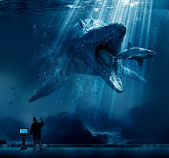 Mosasaurus Shark Snack Poster From Jurassic World 1080p