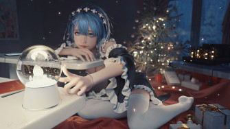 Christmas Tree Gifts Anime Girl Rem Re Zero 4k Wallpaper iPhone HD