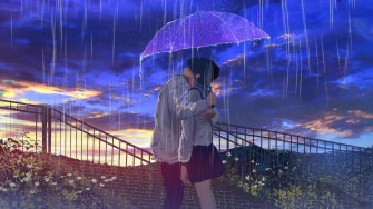 Embraced By Rain Anime Couples Love Story Laptop Full HD Wallpaper