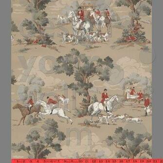 British Fox Hunting Scenic Vintage Wallpaper Retro