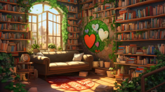 A 4k Ultra HD Wallpaper Of Heart Shaped Bookshelf Filled With
