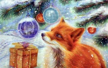 Wallpaper Winter Snow Holiday Gift Toy Tree New Year Art