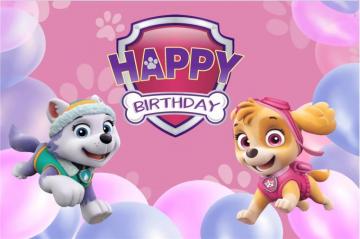 Paw Patrol Background Cloth Pink Cartoon Theme Photography
