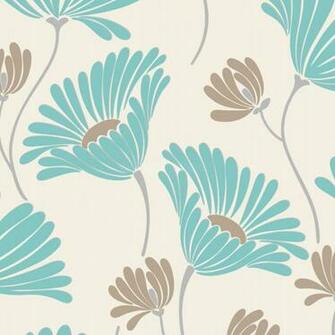 Serenity Duck Egg Blue Mocha Contemporary Floral Wallpaper