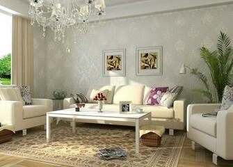 European Living Room With Elegant Wallpaper 3d House