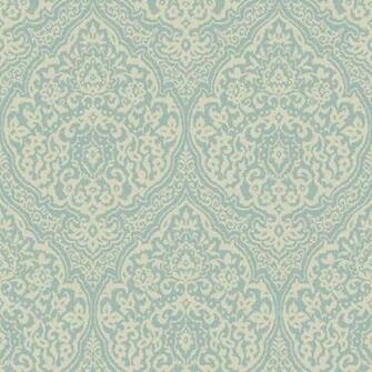 Blue And Cream Framed Damask Wallpaper Wall Sticker Outlet