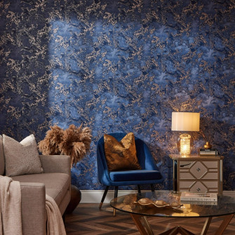 Liquid Marble Wallpaper In Blue Gold I Love