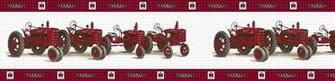 Vintage Farmall Tractor Line Up Wallpaper Border
