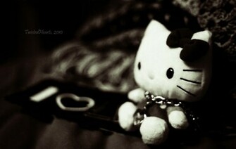 Cute Hello Kitty Wallpaper Black White By Aleksakura