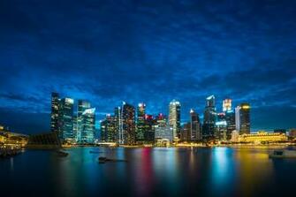 Wallpaper Singapore Night City Skyscrapers