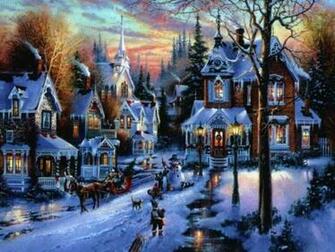 Snowy Village Wallpaper