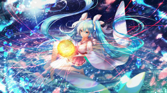Hatsune Miku Cute Long Hair Fire Ball Wallpaper Background Pling