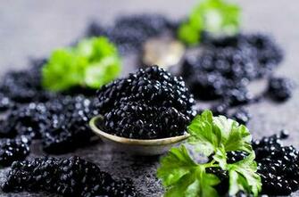 Wallpaper Black Caviar Food Closeup