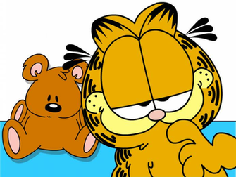Wallpaper Garfield The Cat With His Teddy Bear Child