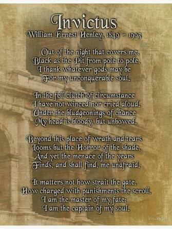 Invictus Prose On Parchment Look Background Poster By Irisangel
