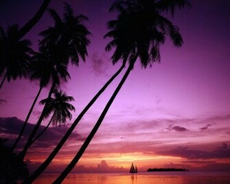 Tropical Island Beach Scenery Amazing Sunset Wallpaper