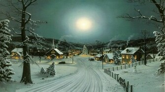 Peaceful Christmas Village Wallpaper Pictures Pics Photos