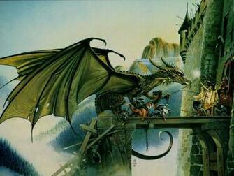 Dragon Attacking Castle Fantasy Computer Desktop Wallpaper