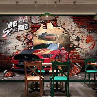 Mural 3d Wallpaper Car Modification Shop Decoration