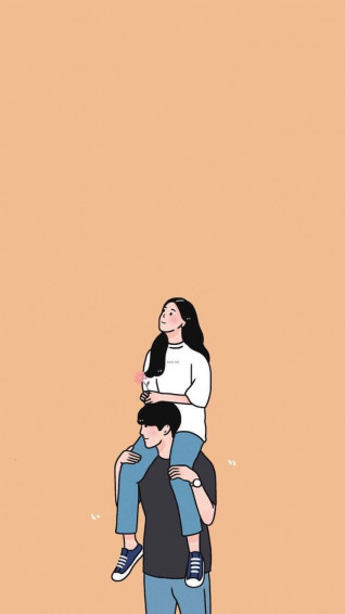 Boyfriend And Girlfriend Korean Style Drawing Wallpaper