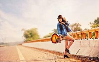 Wallpaper Girl Guitar Music